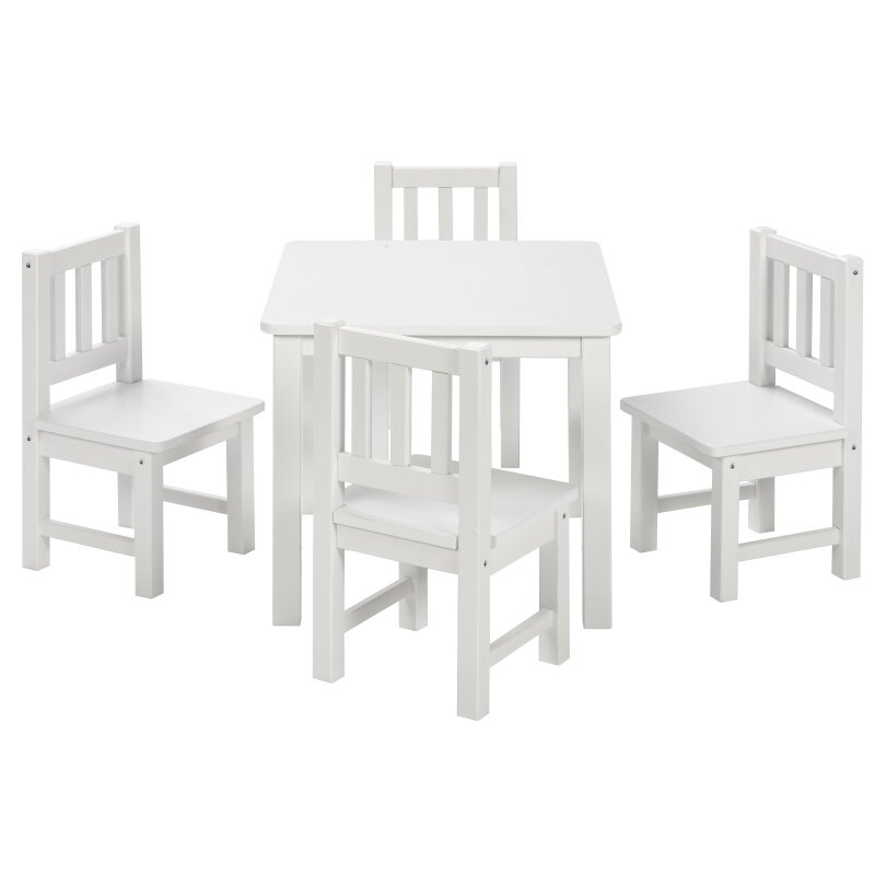 Kindersitzgruppe Amy mit Tisch und 4 Stühle von Bomi-weiß